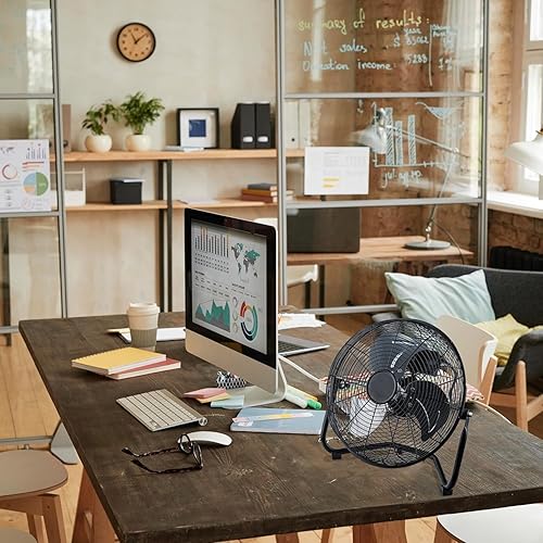 Miniatura 4 de EZ-CHILL Ventilador de suelo de cuna de 12 pulgadas, 3 velocidades, alta velocidad, inclinación ajustable de 180 grados, todo de metal, asa de
