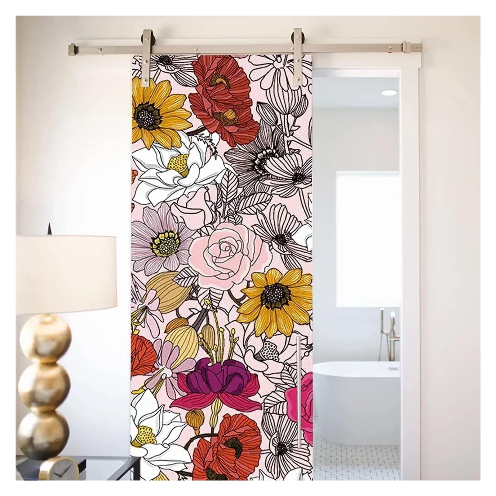 Sparadrap floraux de lumière du soleil et sticker mural porte 3D paysage de montagne T