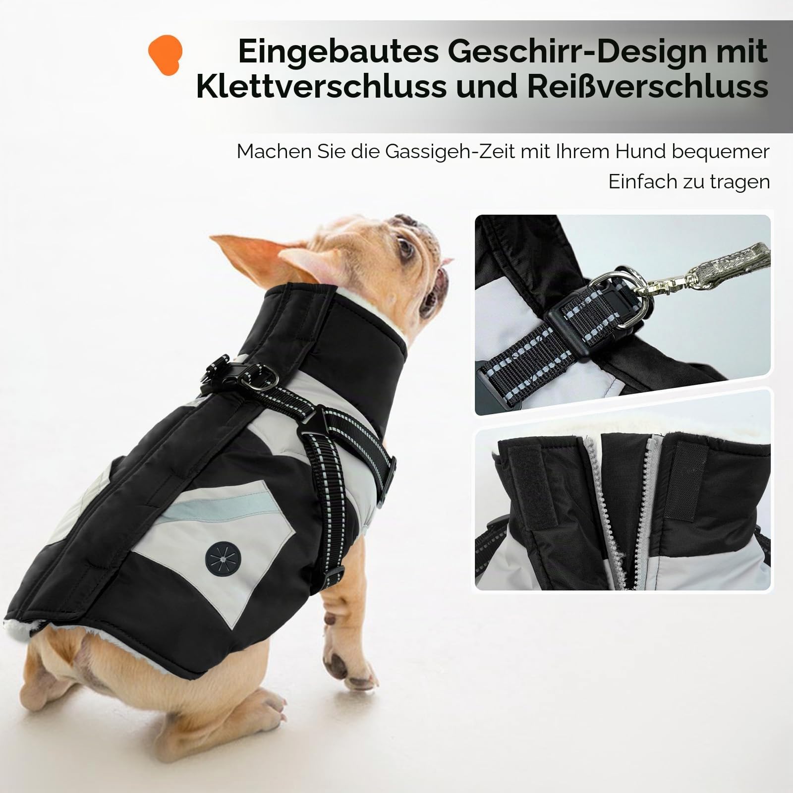 Hundemantel XXL, Hundepullover Grosse Hunde Hundemantel Labrador Winter Regenmantel Hund mit Geschirr Warm Coats & Jackets for Dogs(Schwarz, 2XL)