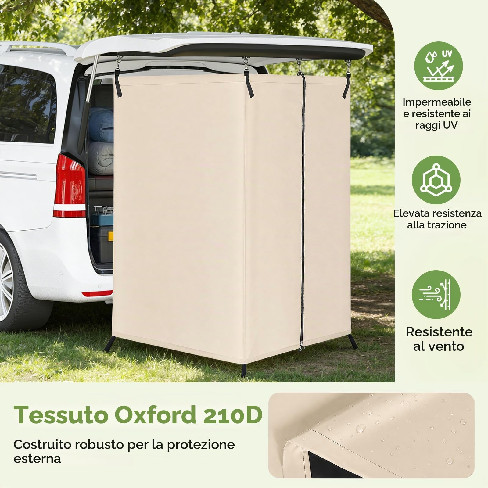 Tenda da Doccia per Portellone Posteriore per Auto, Spogliatoio da Esterno, Tenda per la Privacy sospesa 210D, Tenda per la Privacy Portatile, Adatta per Campeggio, Spiaggia, Viaggi