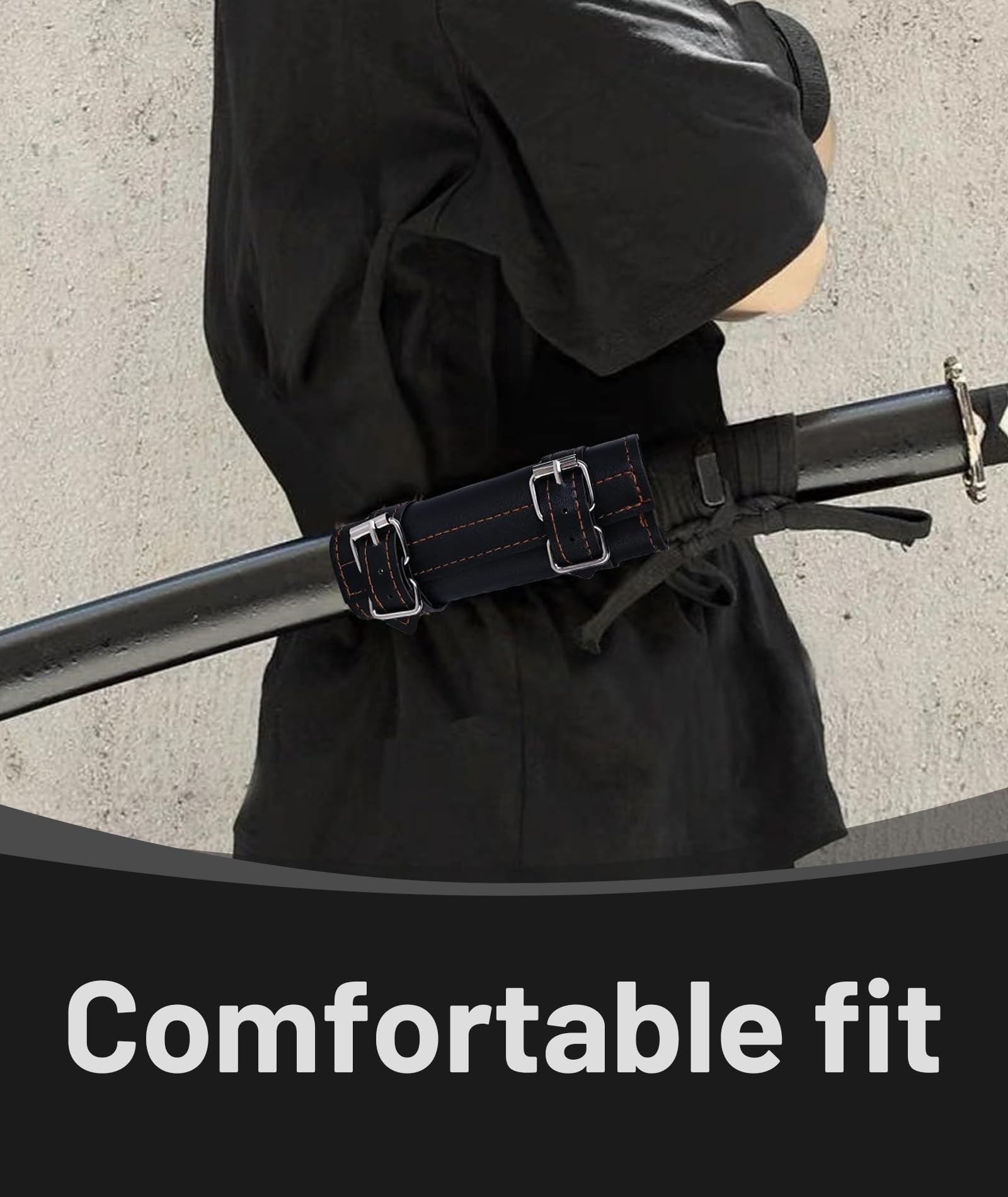 Buildcon Katana Stand, Sword Holder for Belt Knife and Katana Sword, PU Leather Tool Belt Accessory for Cosplay, LARP, and Medieval Events, 20 x 20 x 4 cm 2