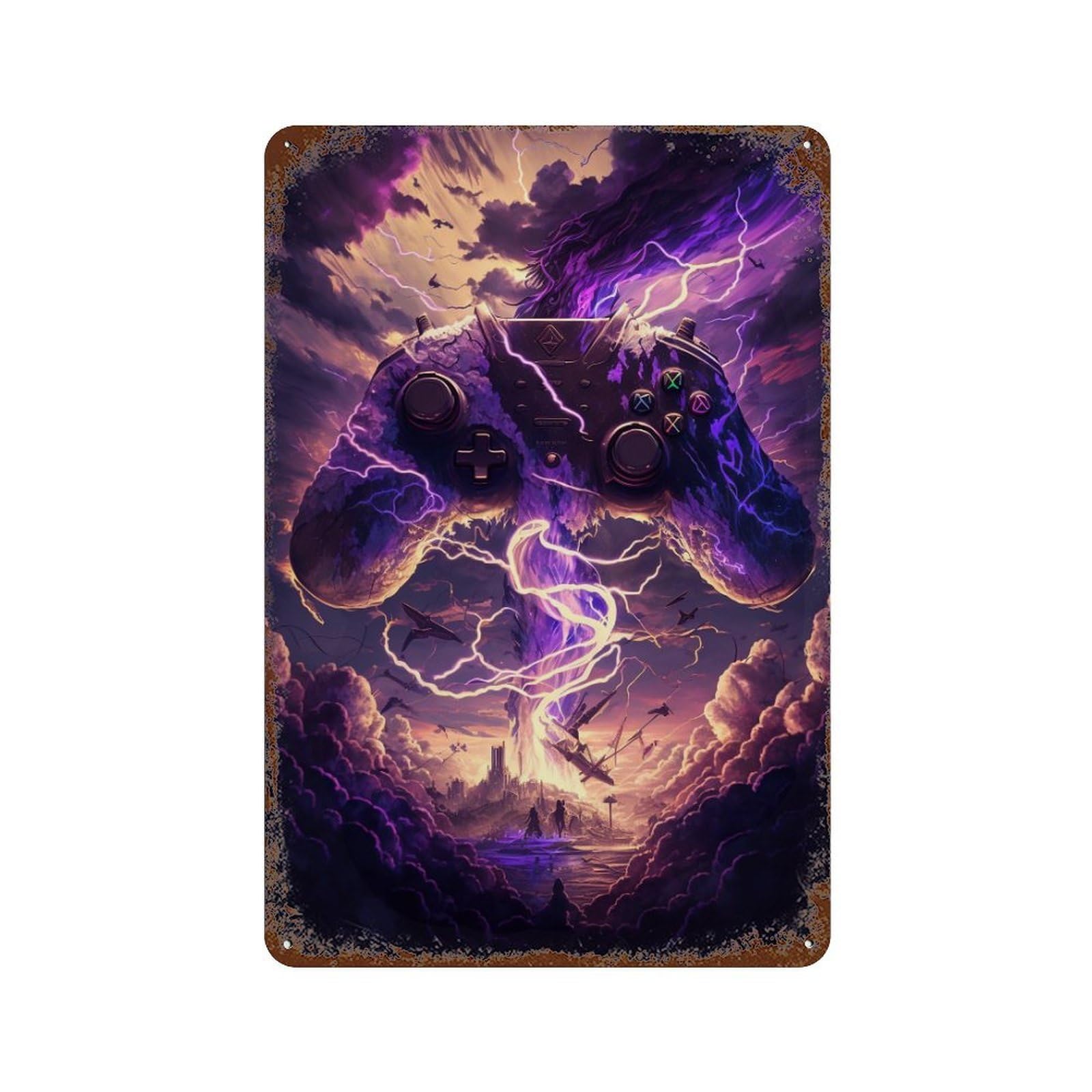 Thundering Gaming Odyssey Rusty Metal Tin Sign 11.8"x7.9", Vintage Wall Decor for Garage, Pub Or Kitchen