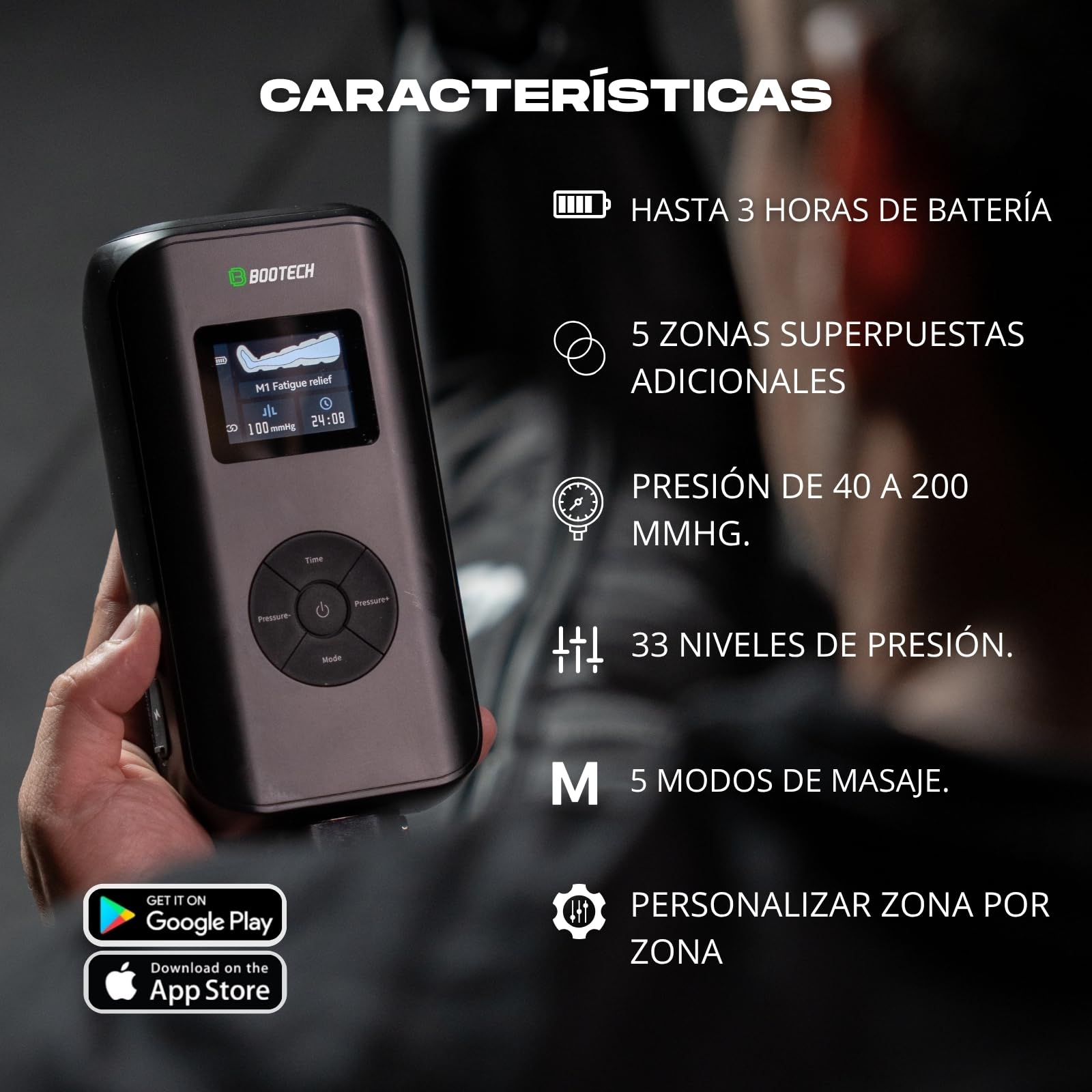 Botas de Masaje de Compresión de Piernas Inalámbricas con APP, Presoterapia de 5 Cámaras Superpuestas para Circulación, Drenaje Linfático y Recuperación Muscular, Batería 3H(L:desde180cm)
