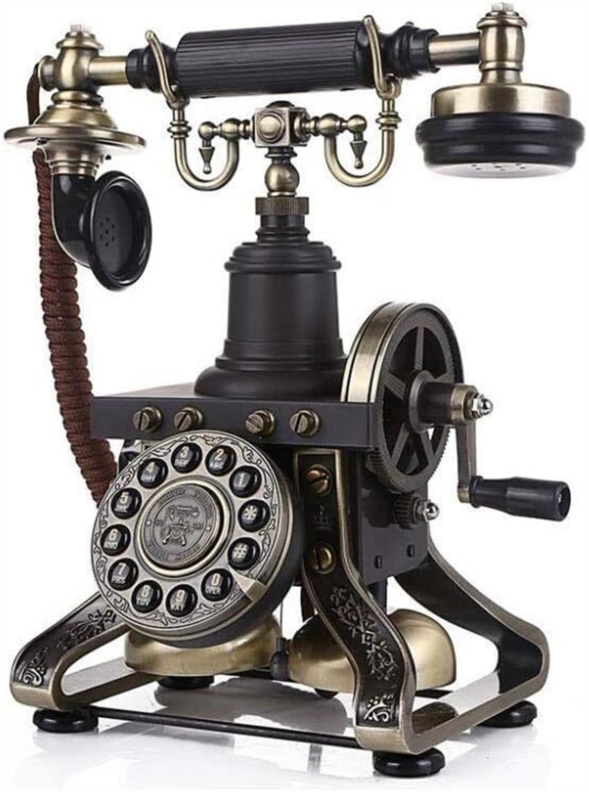 Téléphone fixe rétro ELzEy avec double option rotative ou à bouton - 8