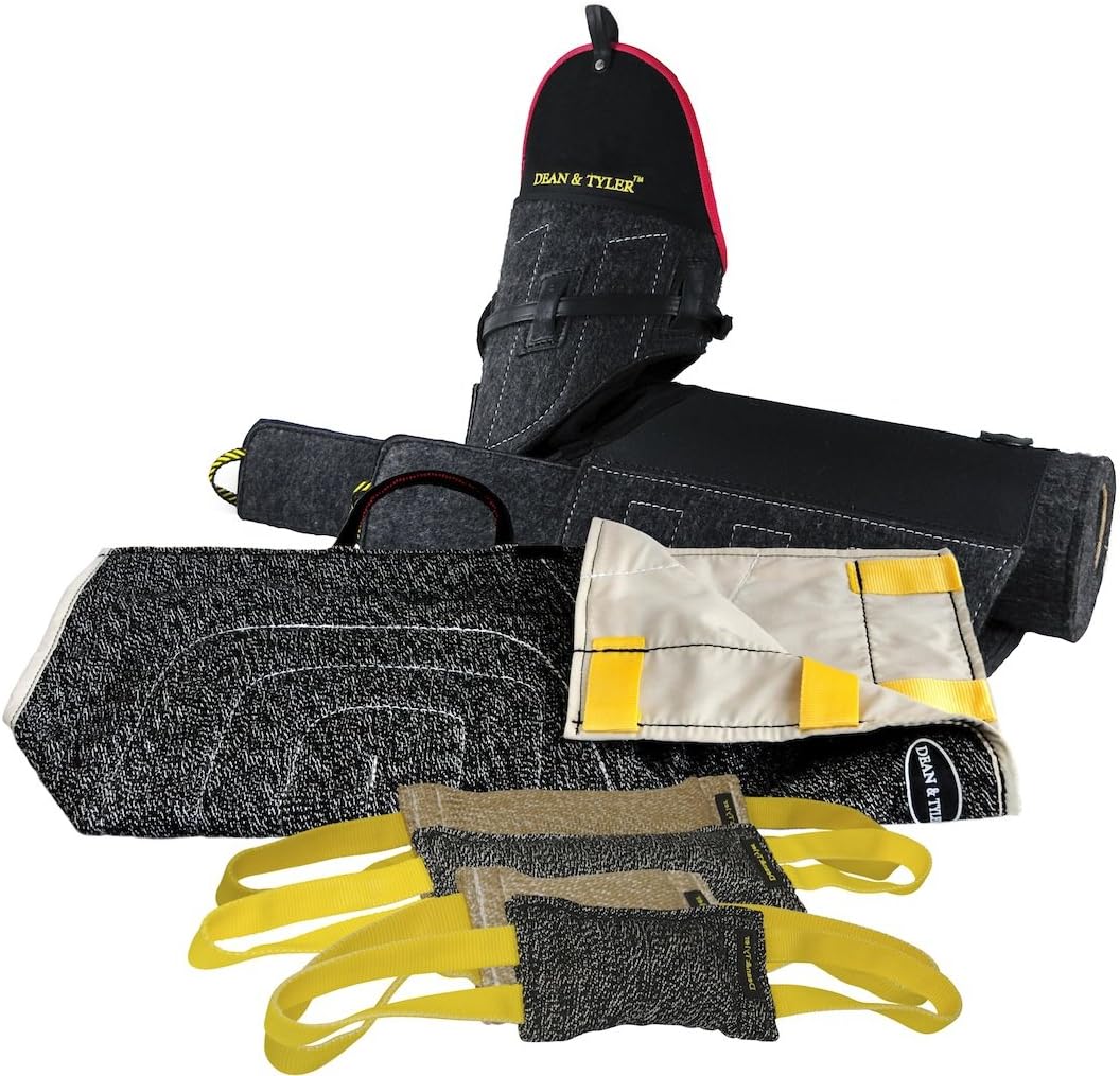 Dean & Tyler 6-Piece Professional Training Bundle Set for Dogs with 1 Tri-Bite Sleeve/1 French Linen Cover/2 Small Tugs /2 Medium Tugs