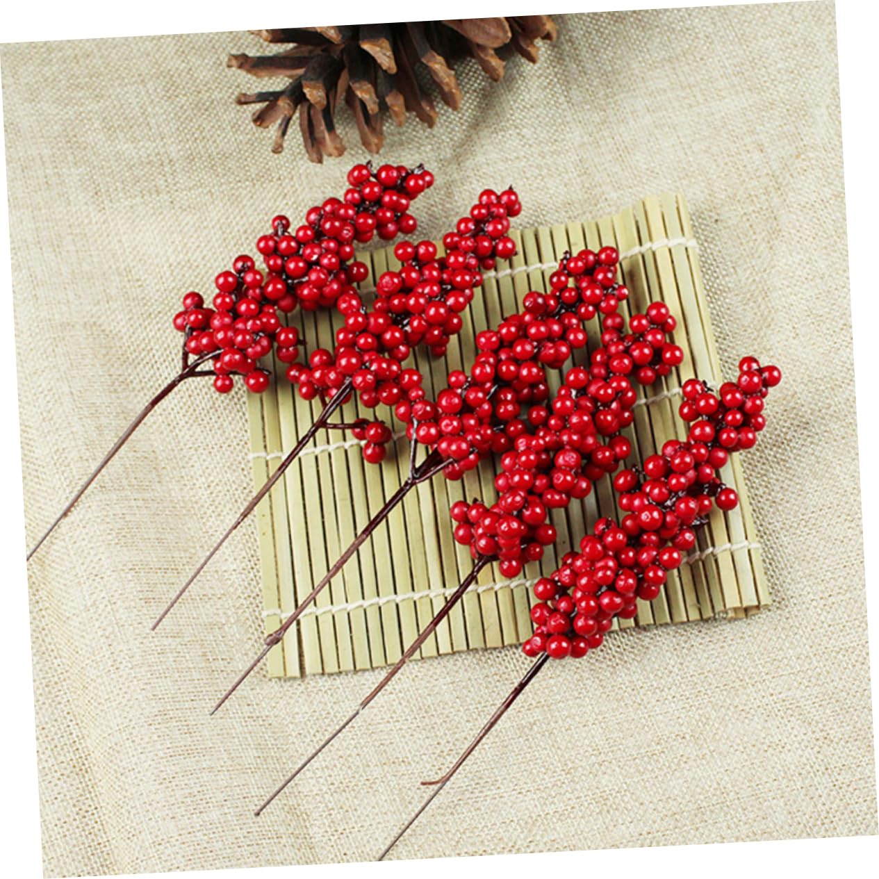 GLEAVI 10 Stück Rote Beerenzweige - Künstliche Weihnachtsdekoration