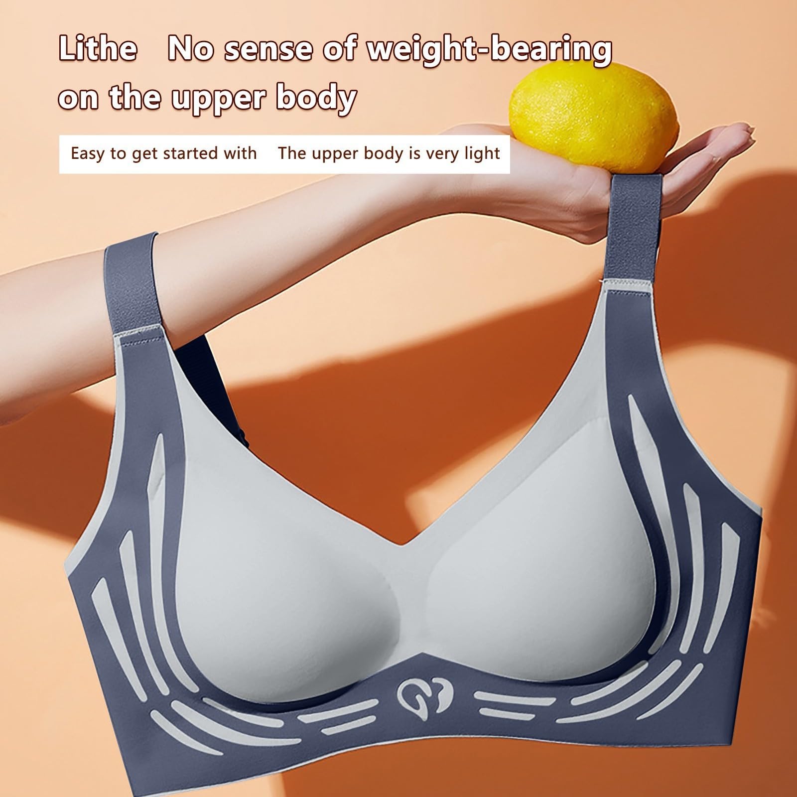 Confezione da 3 reggiseni da donna senza ferretto, push up, con spalline | Reggiseno classico senza ferretto, push up, senza cuciture, scollo a V, comodo, senza cuciture, copertura completa