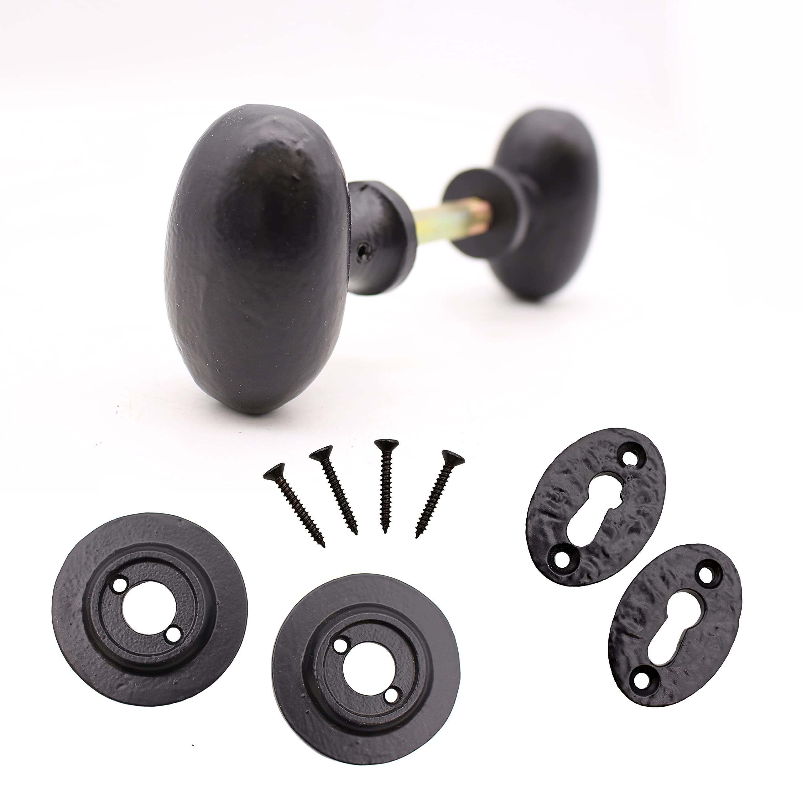 Eai Black Oval Mortice Rim Knob | 156Mm / 6.6 Inches | Antique