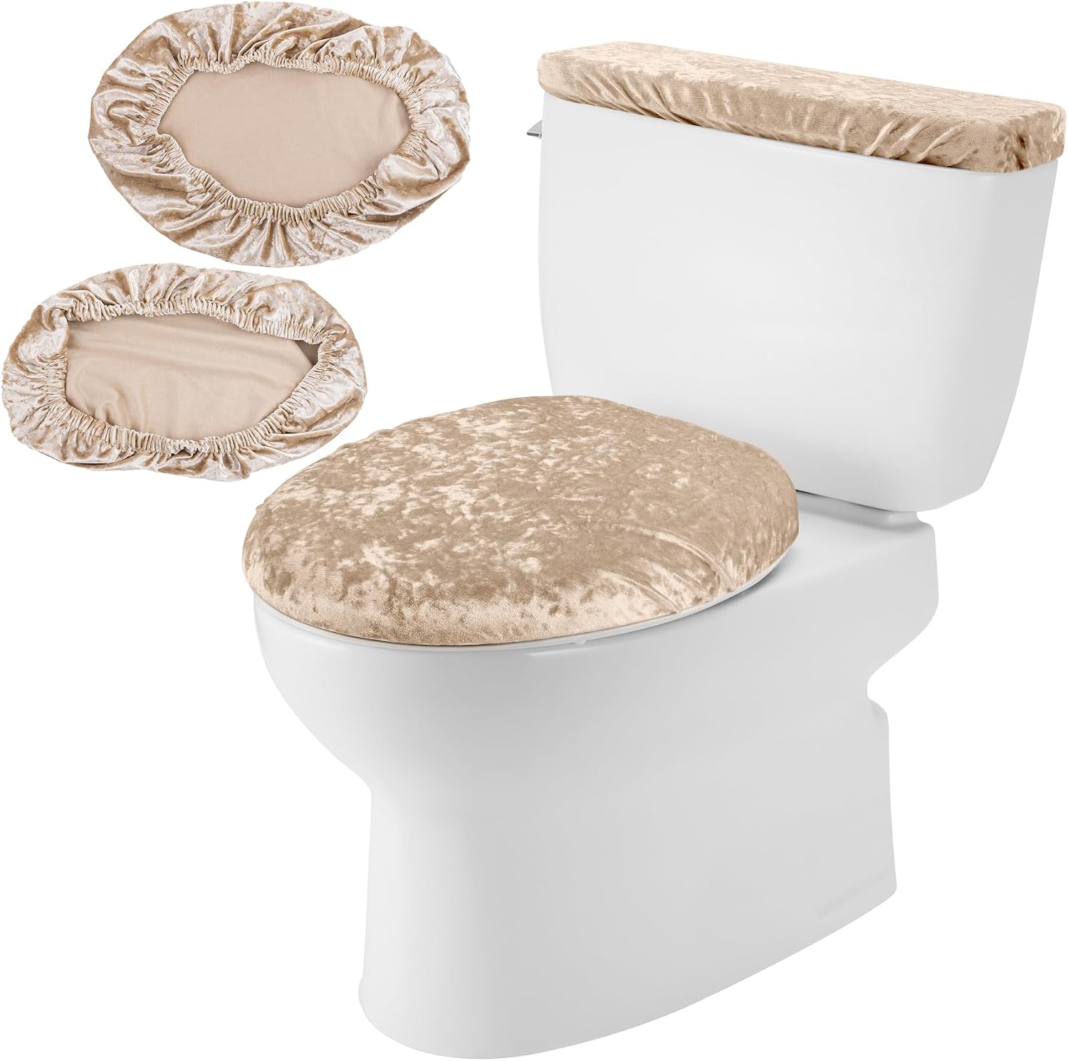 Stretch Velvet Toilet Lid Cover and Tank Lid Cover Set