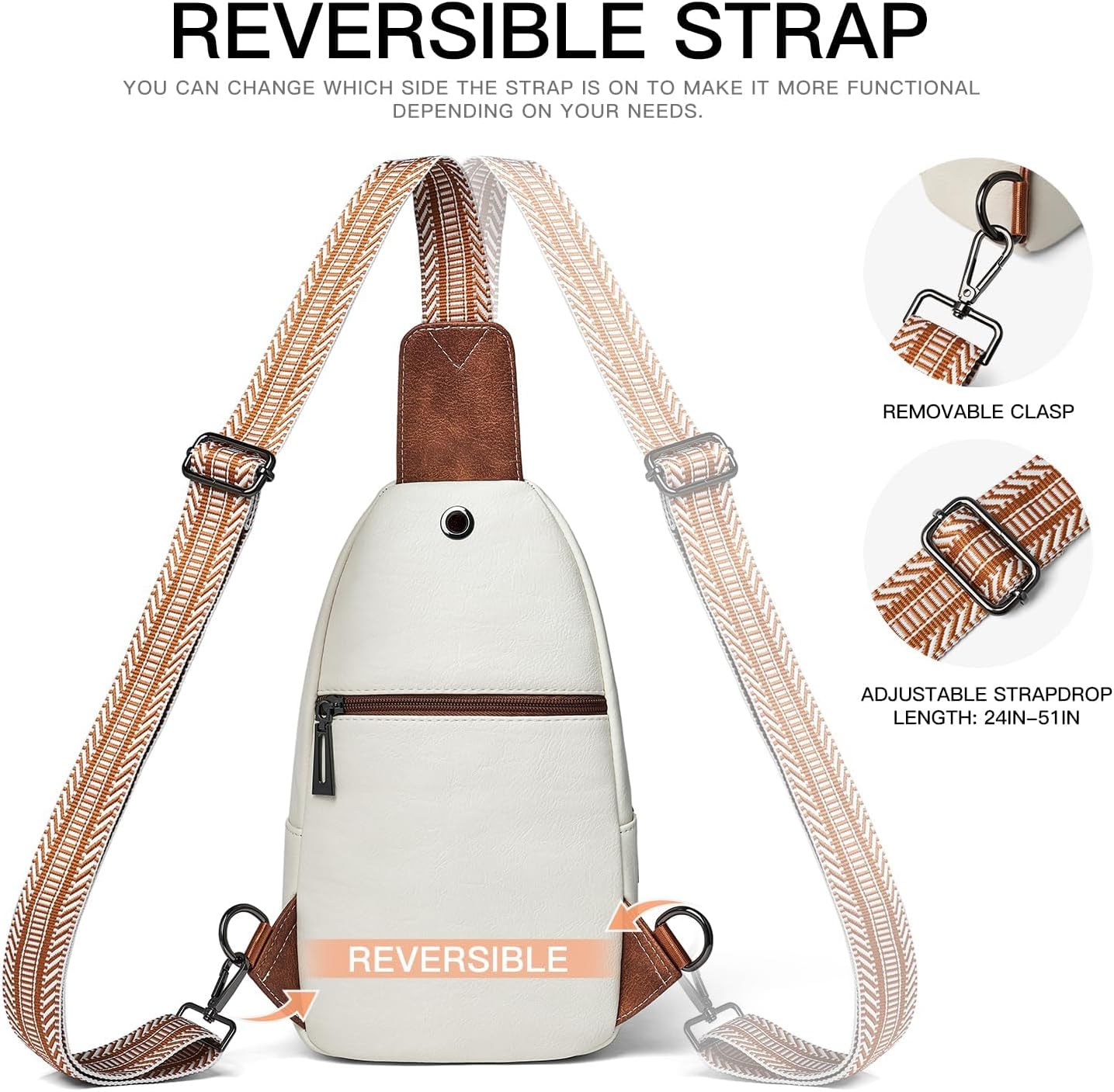 7L Sling Bag for Women Men Leather Small Sling Backpack Daypack Anti Theft Fanny Pack Crossbody Purse Travel - Image 8