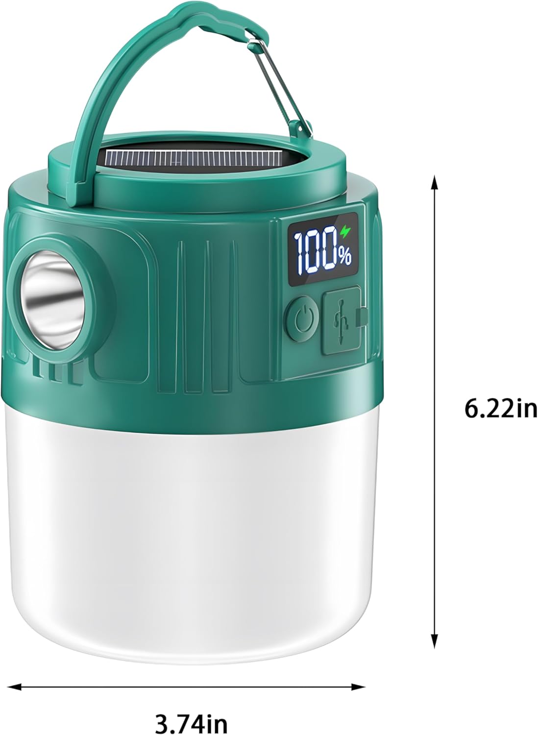 1200-3600mAH Lantern LED Solar Lamp, 5 Modes Rechargeable Tent Camping Light, Remote Control Waterproof Outdoor Portable Lantern Torch for Hiking, Camping, Home, Patio, Yard, Gazebo (Green 2400mAH)