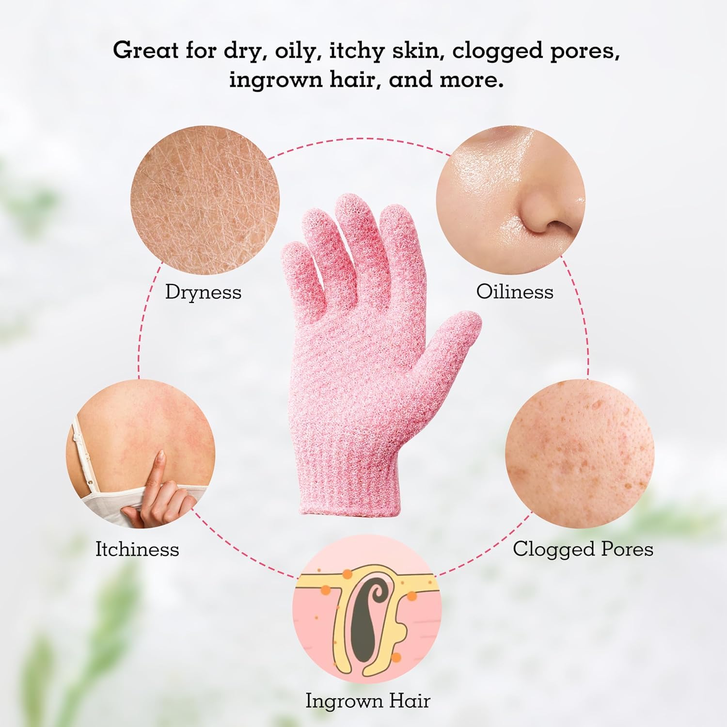 CVNDKN 1 Pair Exfoliating Gloves,Shower Glove for Women Men,Wash Gloves for Shower,Deep Cleansing Exfoliating Mitt Bath Glove Wash Dead Skin Remover Exfoliate Body Scrubber (Pink) 2
