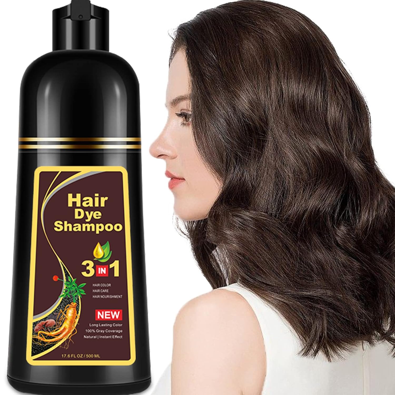 Instant Deep Coffee Hair Dye Shampoo for Gray Hair,Natural MEIDU Hair Color Shampoo