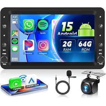 VECHTEL Car Radio 2G + 64G Android 15 for Alfa Romeo 159 2004-2011 7 Inch HD Touchscreen Car Radio with Wireless Carplay Android Car GPS Wi-Fi Bluetooth 2USB FM RDS Radio Reversing Camera