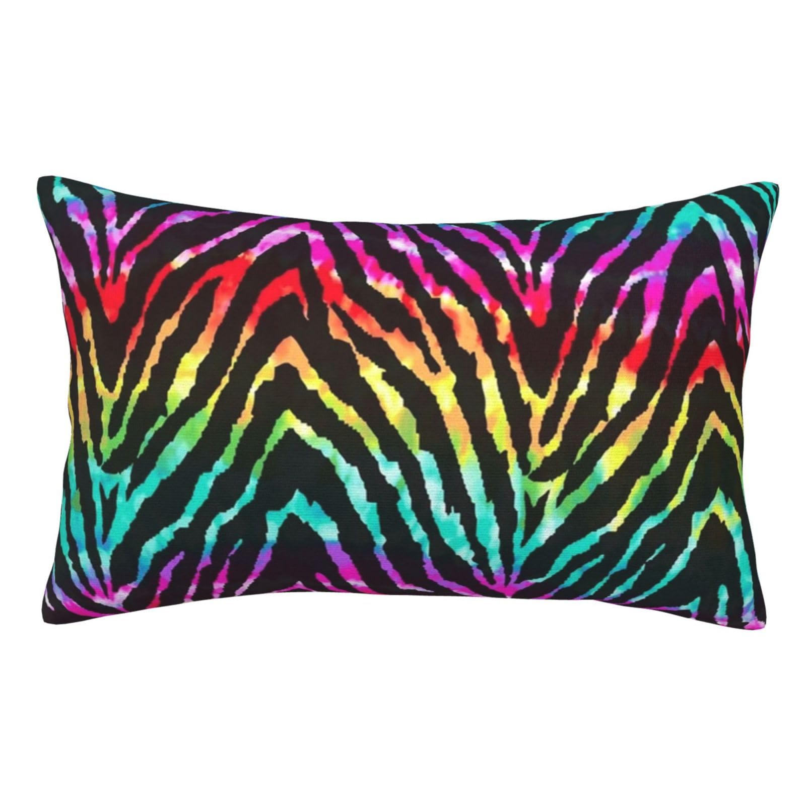 Plush Pillow Cover For Sofa & Bed, Colorful Rainbow Zebra, Standard Furry Throw Pillow Case 50x75 cm, Decorative Cushion Cover For Bedroom Living Room Decor, Hidden Zipper Pillowcases For All Seasons