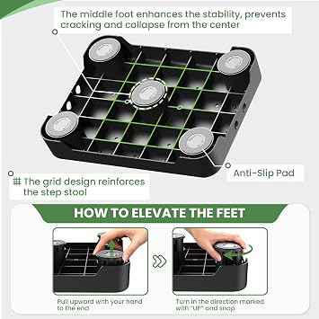 SOYO Mobility One Step Stool, Heavy Duty Indoor Outdoor Non-Slip Small Step Platform Assistive Device for Adult Elderly, Standing Support and Step Riser for Car, Bed, Door, Stair, Bathroom, Black-Gray