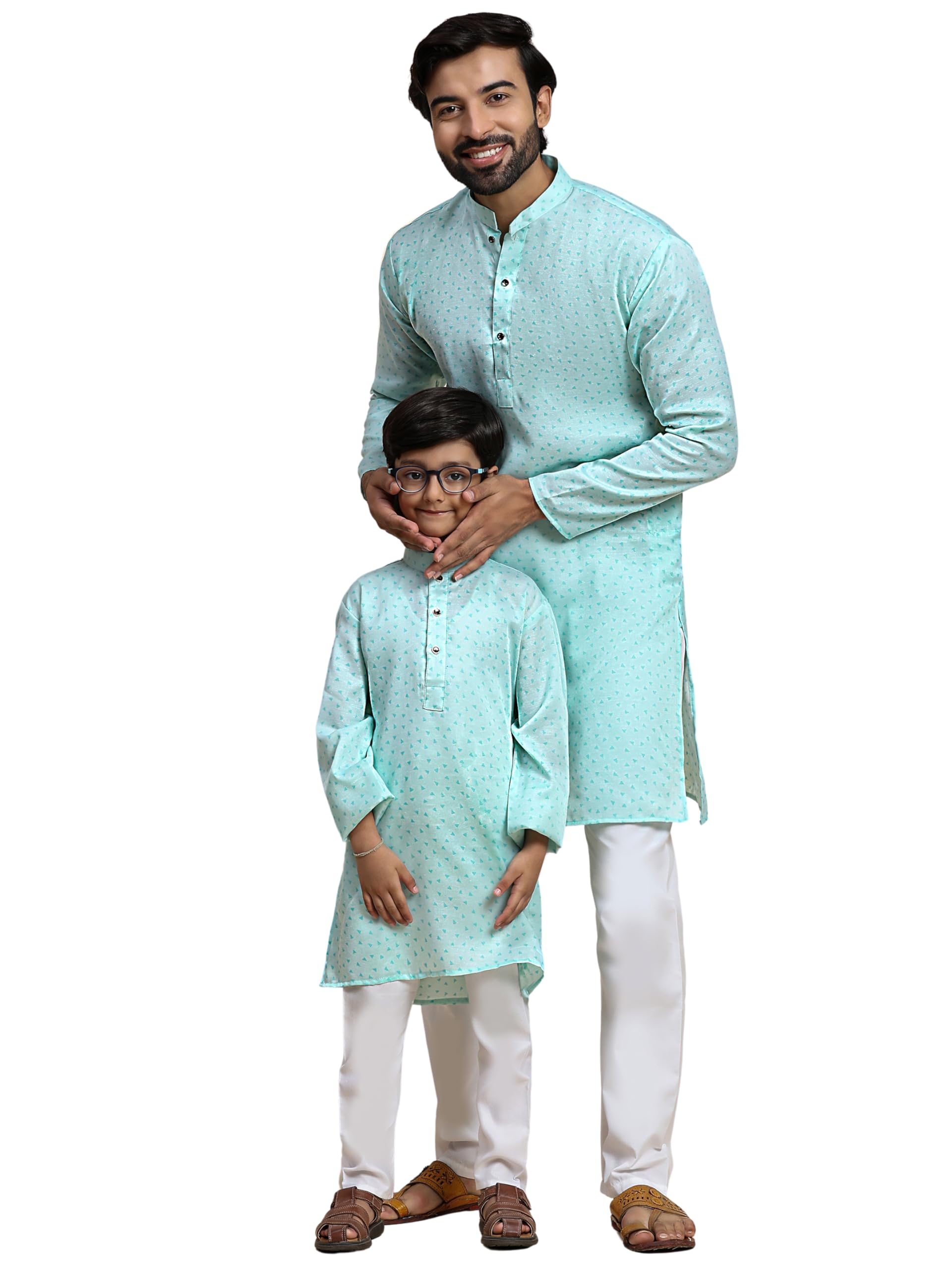 pro-ethic style developer Men's & Boys Cotton Solid Father Son Matching Ethnic Wear Kurta Pyjama Set | Kurta Pyjama Set (Combo)-picture-11