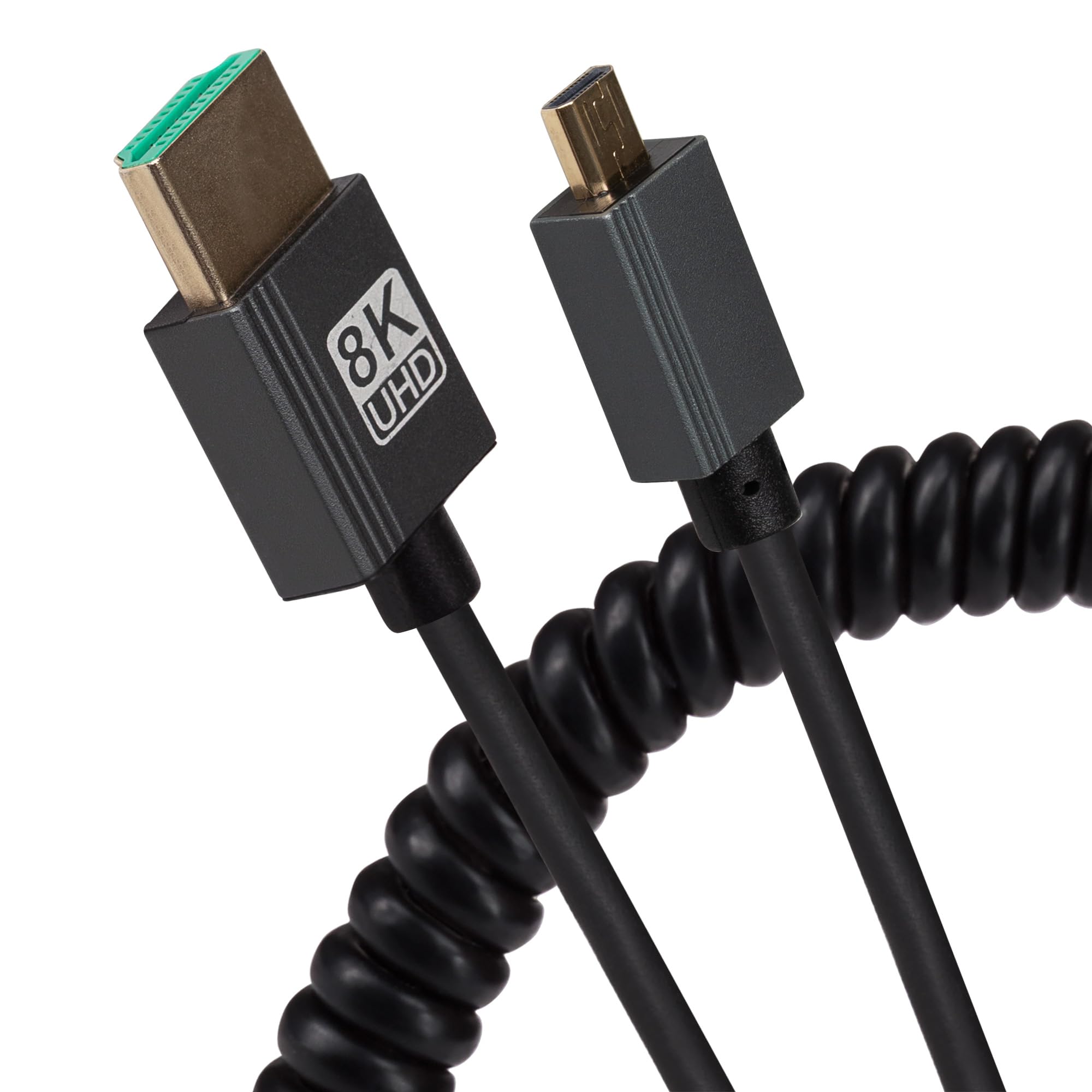 Maplin HDMI to Micro HDMI 1M Cable, Coiled 8K Ultra HD @60Hz, Connect Camera, Tablet & other Micro HDMI devices to your TV, Monitor or Projector