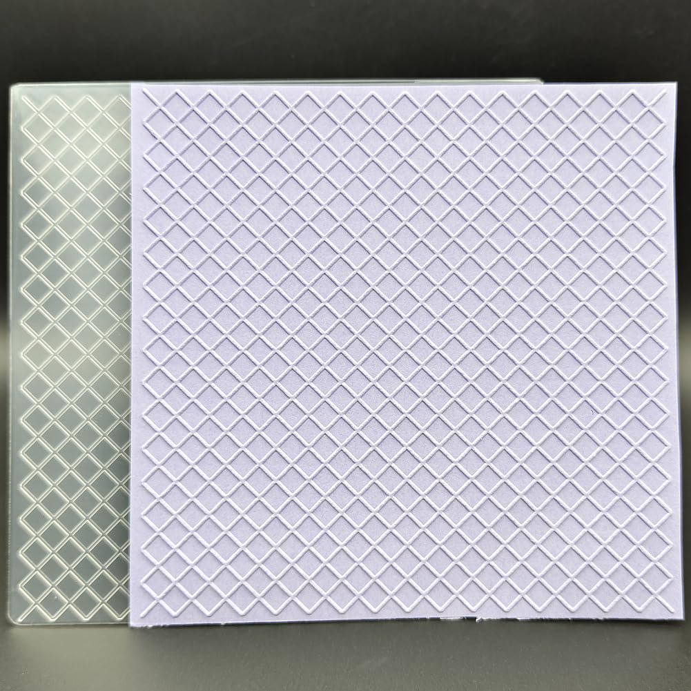 Plastic Embossing Folder (6 Inch x 6 Inch | Small Grids) Paper Crafts Plastic Textured Impressions for Card Making Scrapbooking
