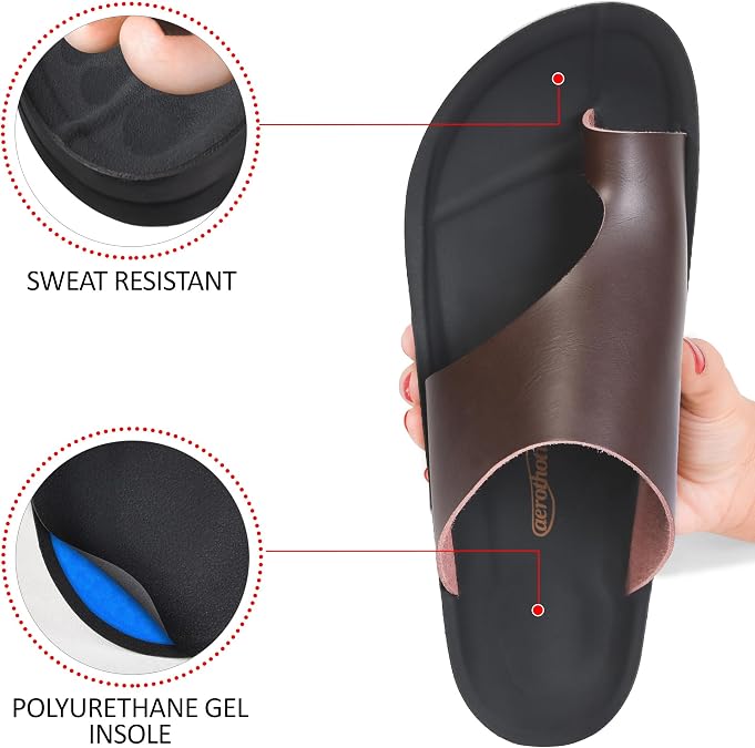 AEROTHOTIC Neritic Split Toe Arch Support Slide Sandals For Women (Neritic Brown, Size 5)