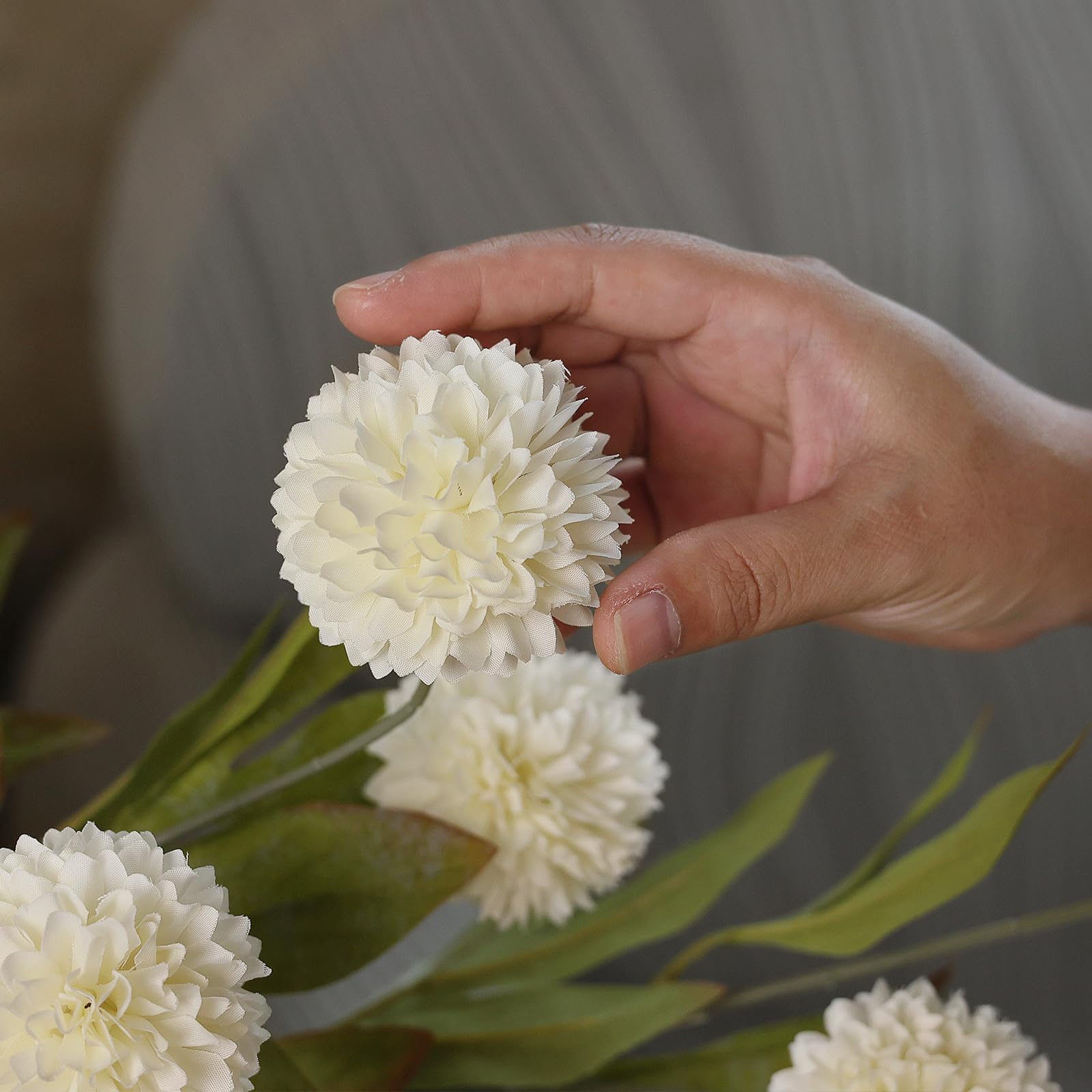 Künstliche Kunstseide Pompons für Vasen, 68,6 cm, große künstliche Chrysanth-Zweige mit Stielen für selbstgemachte Blumensträuße, Tafelaufsätze, Hochzeitsfüller, Arrangements, Duschdekorationen