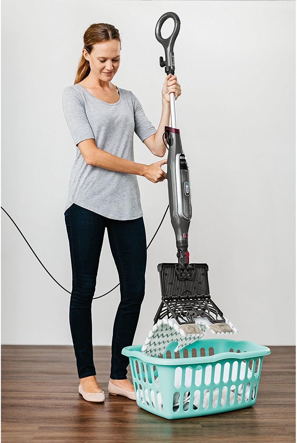 Shark Genius Hard Floor Cleaning System Pocket (S5003D) Steam Mop, Burgundy/Gray (renewed)
