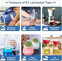 Vista 5 de Paquete de 6 cintas de repuesto para rotuladoras Dymo D1 A45013 45013 S0720530, negro sobre blanco, para DYMO LabelManager 160 420P 210D 280 360D