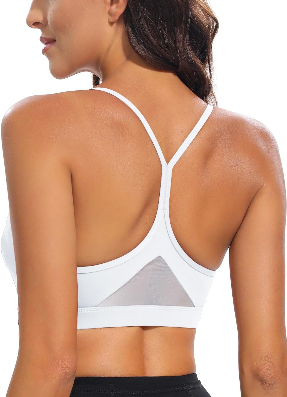 Y-Back Sports Bras for Women, Medium Impact Wirefree Padded Bra Workout Crop Top Longline Sports Bra Push up