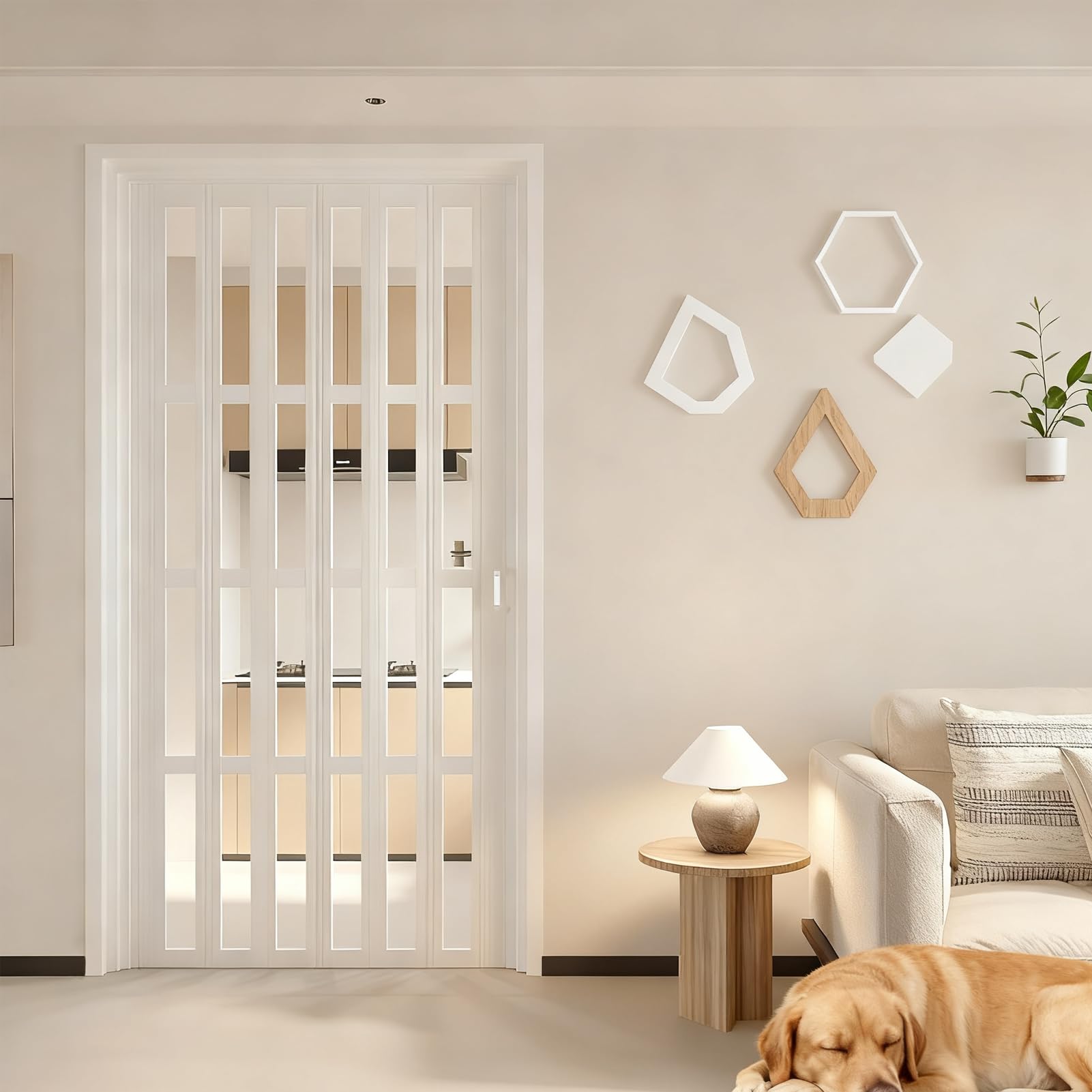 Moubhjd Room Divider Foldable Gate Partition, Pantry Closet Entry Accordion Doors Screen Customizable Room Divider Sliding Door for Office Hotel Warehouse（Single-Open、Size：W:85 x H:190cm）