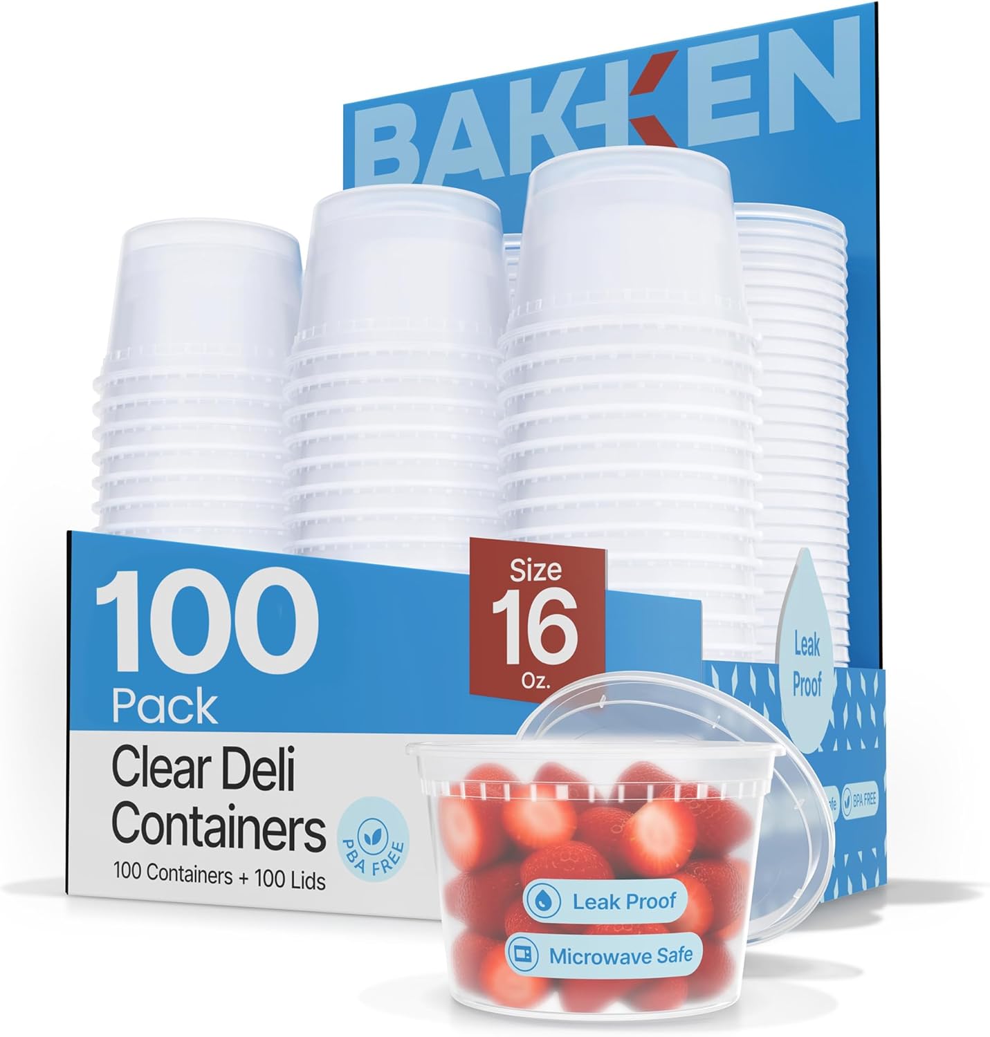 Plastic Deli Containers with Lids 16 oz (Pack of 100) – Leak-Proof, BPA-Free Food Storage Containers for Soup, Slime & Meal Prep, Stackable, Microwave, Dishwasher Safe, Reusable Clear Plastic