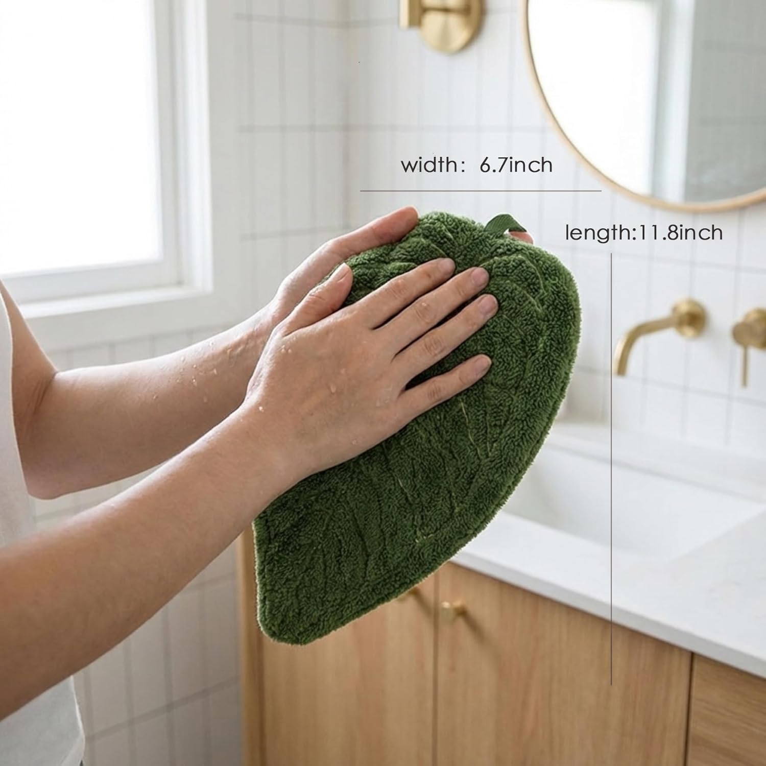 Hand Bath Towel Set Leaf-Shaped - Absorbent Hanging Washcloths Face Towels for Kitchen or Bathroom, Perfect for Drying Hands and Adding a Natural Touch to Your Home Décoration - Image 2