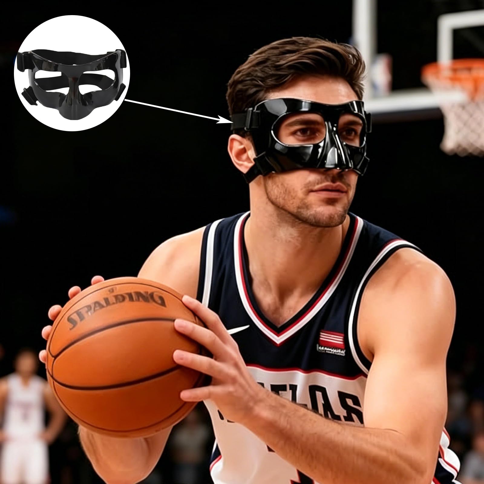 Maschera Protettiva Naso Rotto, Protezione per Viso Maschera per Allenamento, Maschera da Basket Regolabile, Protezione per Naso Per Rotto Adatto al Basket, al Calcio e ad Altri Sport