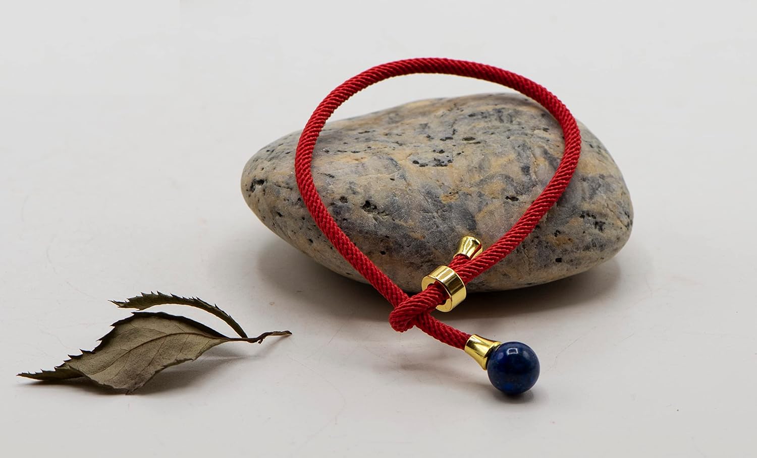 Red Rope Adjustable Bracelet with Genuine Bead Attached, 7.5" max length