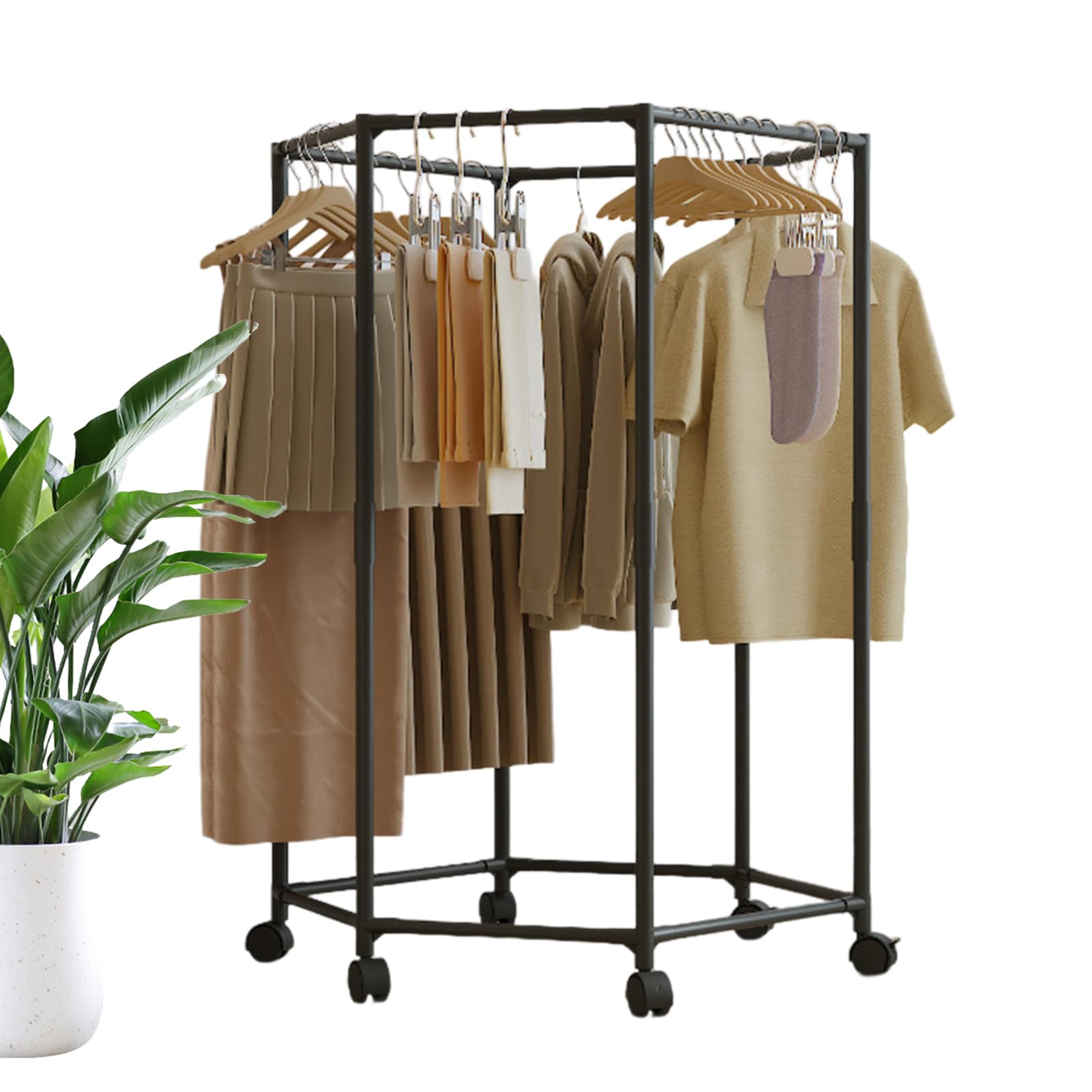 Étendoir linge hexagonal pliable et amovible avec grande capacité de suspension