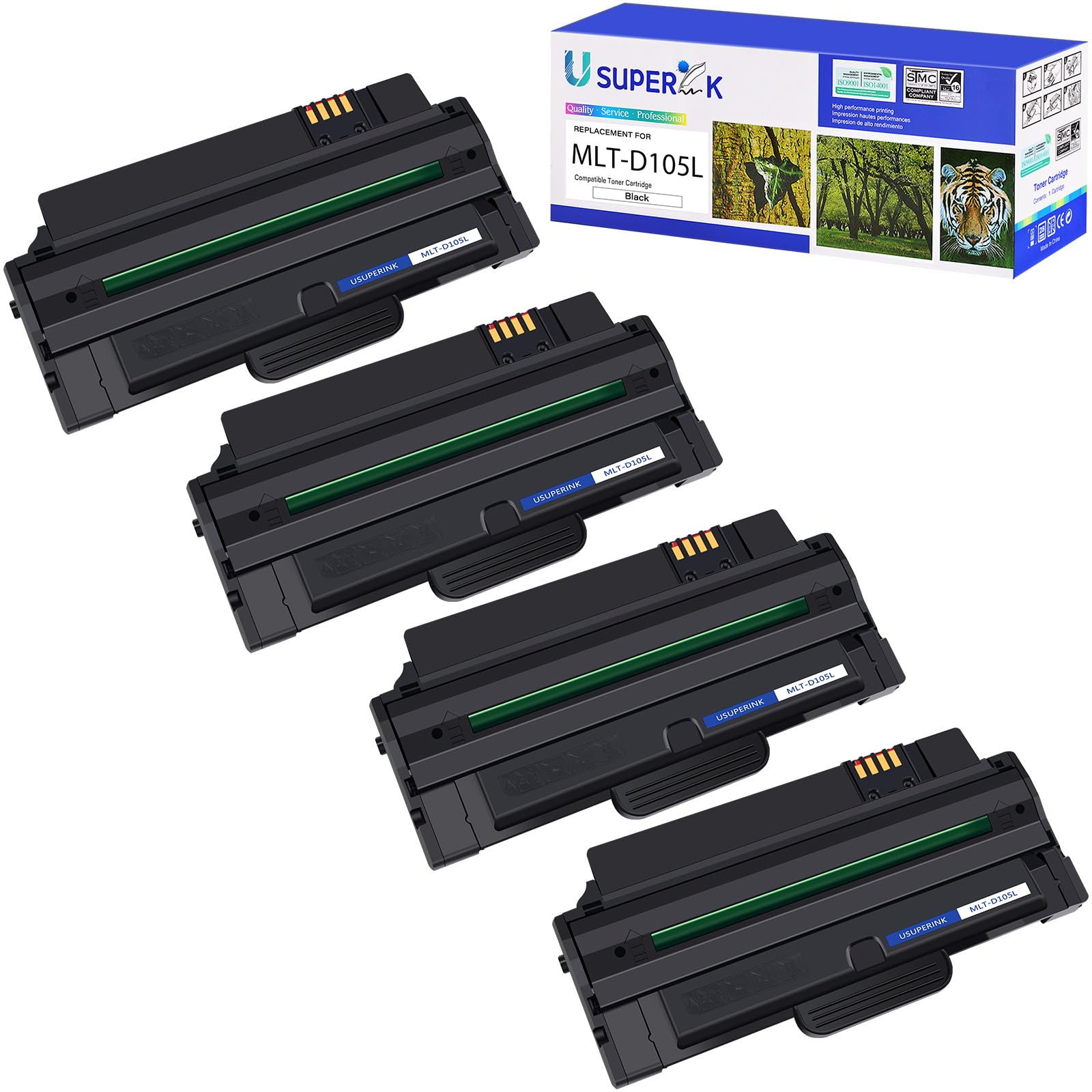 USUPERINK Black High Yield Compatible Toner Cartridge Replacement for Samsung MLT-D105L 105L MLTD105L to use with ML-2525 ML-2525W ML-2545 ML-1915 SCX