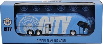 Manchester City Official Collectible Miniature Team Bus Premium Die-Cast Soccer Bus Toy with Friction Power Engine Man City Fan Gift Display Model Licensed Football Merchandise