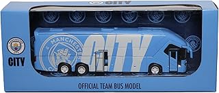 Manchester City Official Collectible Miniature Team Bus – Premium Die-Cast Soccer Bus Toy with Friction Power Engine – Man City Fan Gift Display Model – Licensed Football Merchandise