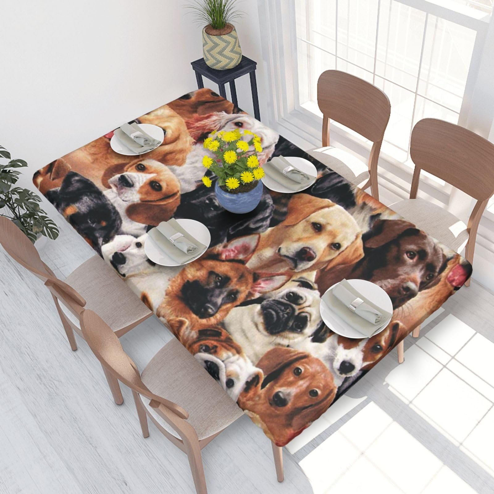 BNVSADC Many dogs Printed 4FT Tablecloth 122x76 CM Polyester Kitchen Water Resistant Table Cloth Dining Table Decoration Table Covers