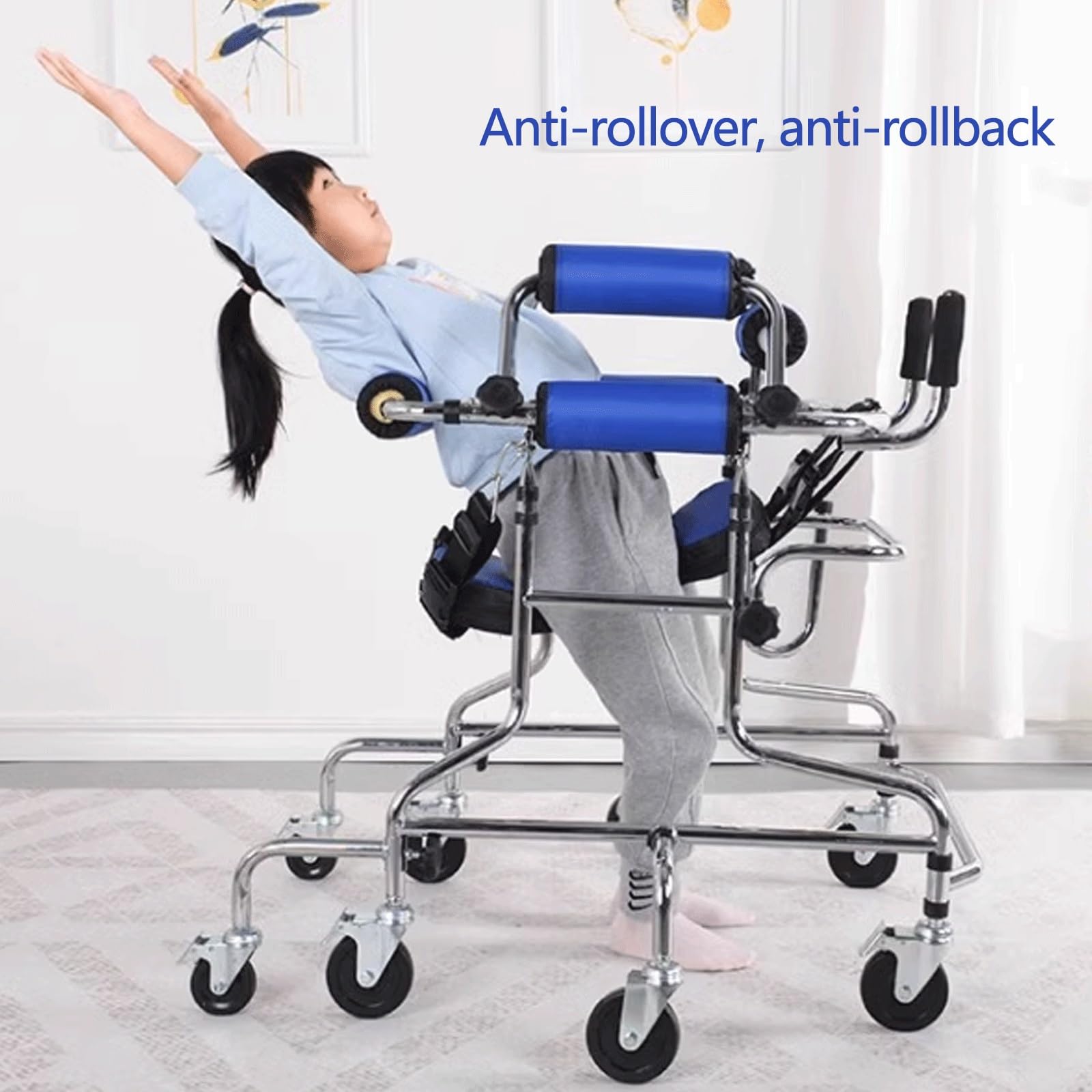 Andador de Rehabilitación Infantil, Andador Ligero Ruedas, Pie Ajustable en Altura, para Niños Pequeños, Niños, Adolescentes con Necesidades Especiales (Size : 8 Wheels+Seat Plate)