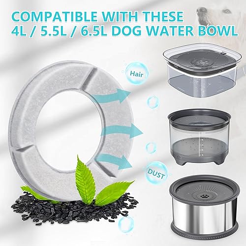 Miniatura 5 de UPSKY 5 filtros de repuesto para cuenco de agua para perros de 2.5L84oz, 3L101oz, 3.5L118oz, 4L135oz, 4.5L152oz, 5.5L186oz y 6.5L1.6 galones