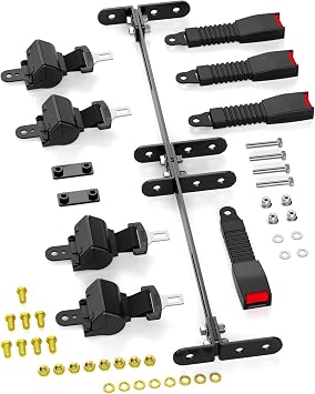 Golf Cart Seat Belt kit with Bracket Fit Front Rear, Universal Retractable Seat Belts for 4 Passanger 2+2 Yamaha EZGO Club Car, Upgraded SeatBelts Golf Cart Accessories for TXT RXV Club Car DS
