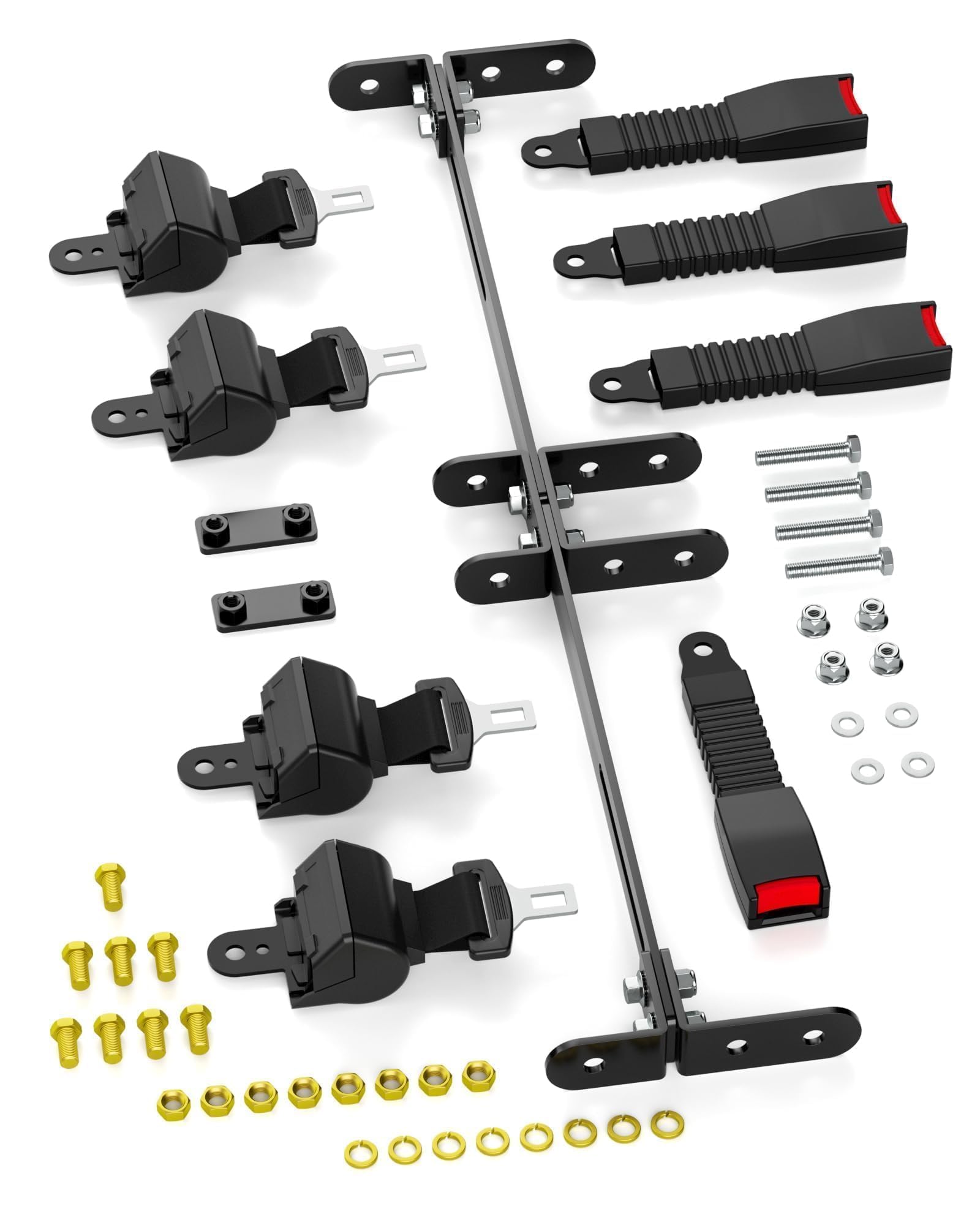 HOWBOW Golf Cart Seat Belt with Bracket, Universal Retractable Seat Belt Bracket Kit, Upgrades Seatbelts 4 Passenger (2+2) Suitable for Yamaha EZGO