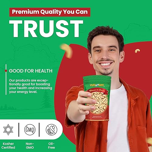 Vista 12 de Anacardos tostados secos sin sal 4 libras – Anacardos tostados secos Kosher de calidad premium – Sin aceite, aperitivo de sabor rico natural