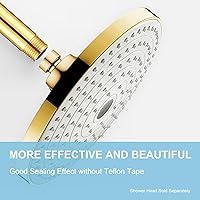 Vista 2 de OFFO Brazo de ducha con brida, oro brillante de 3 pulgadas, cabezal de ducha de lluvia de repuesto, brazo recto, montado en techo para cabezal