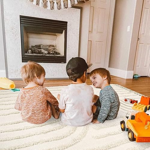 Miniatura 7 de Lanffia Alfombra bohemia de 3 x 5 pies, tejida a mano con arco iris, alfombra lavable de algodón natural para entrada, porche, sala de estar,