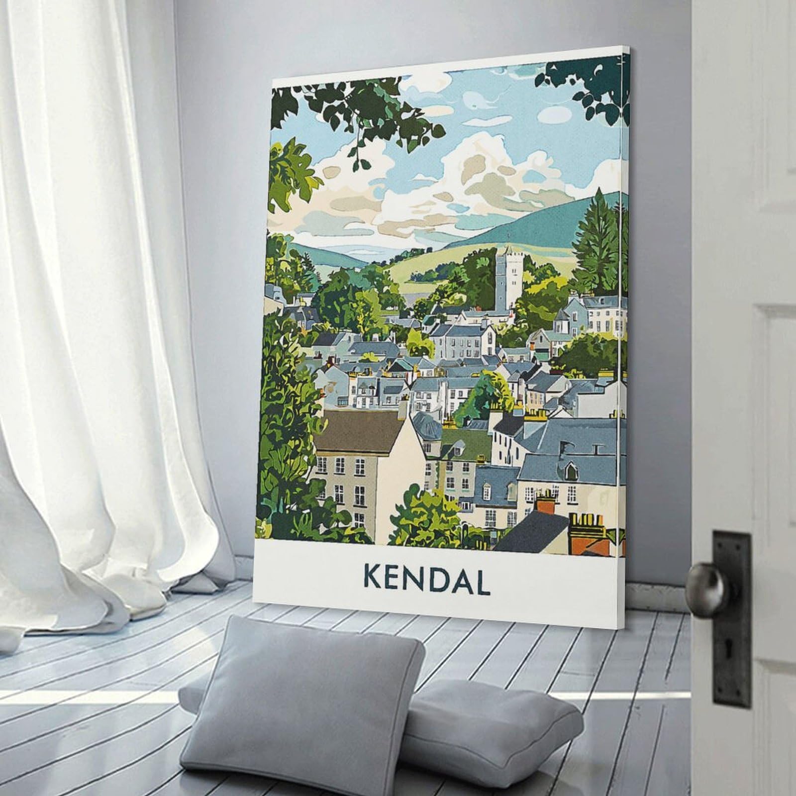 Junmoney Kendal Town Landscape Home Decor Wall Art, 20x30inch(50x75cm), for New Homes, Bedrooms Or Workspaces, Gift Idea for Housewarming And Birthdays
