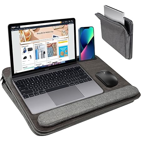 KerrKim Laptop Lap Desk Bed Table, Fits up to 15.6 inch Laptop Desk with Cushion, with Anti-Slip Strip & Large Storage Space for Home College Office Students Use as Computer Laptop Stand, Book Tablet