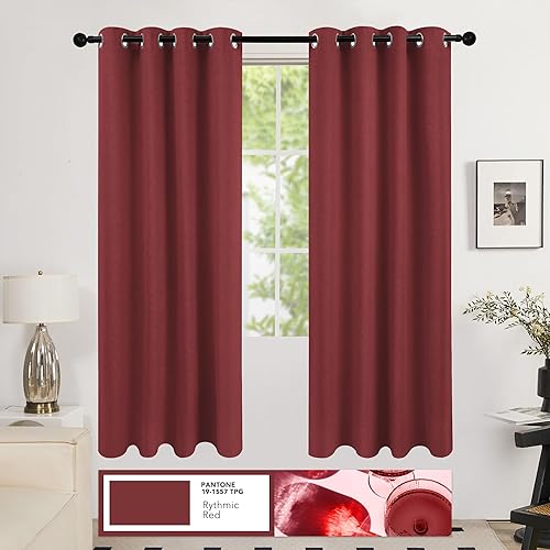 Miniatura 2 de Deconovo Cortinas totalmente opacas de lino, cortinas de oscurecimiento de habitación con ojales para dormitorio, sala de estar, habitación de los