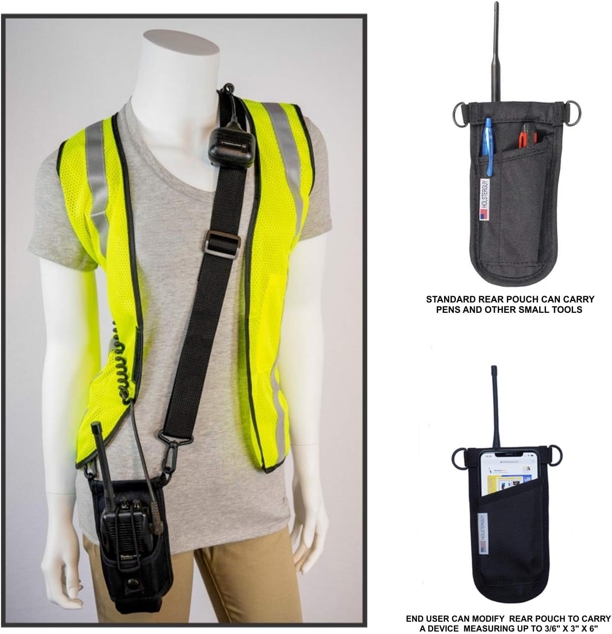 SSRH-500 Shoulder Strap Radio Holster With Adjustable Pouch - Holds Radios 4-3/4" to 8-1/2" Tall - Made in the USA by Holsterguy