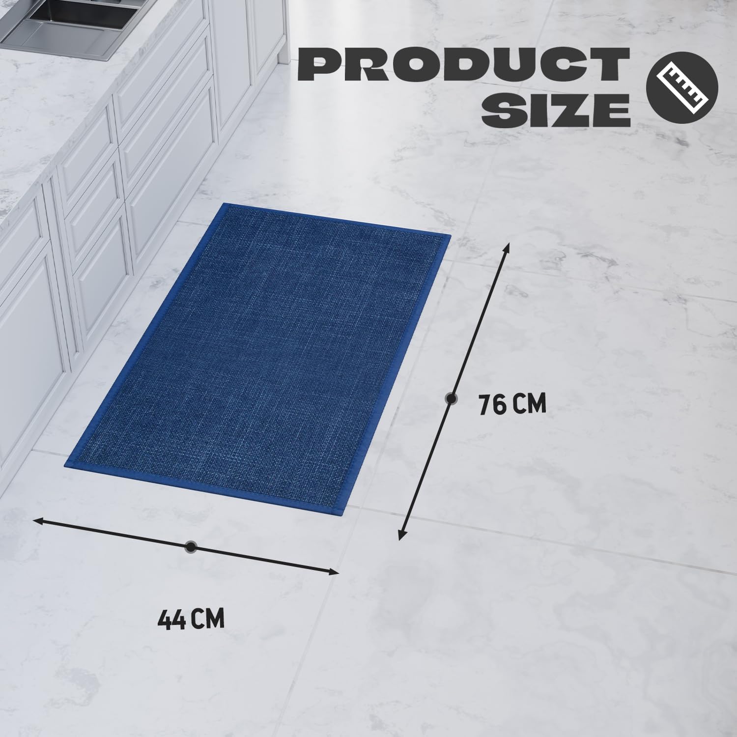 Hargiis Kitchen Rug, Rubber Non Slip Kitchen Rugs Washable, Absorbent Runner Mat for Floor, Machine Washable Standing Mats for in Front of Sink, Door, Laundry, Entryway (Navy Blue, 30" × 17.3")